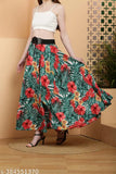 Multi floral print crepe skirt, Neoen 2024, vibrant Indian design