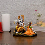 Multicolor polyresin Lord Krishna idol, hand-crafted Indian artistry for home decor and worship (12.5cm L x 15cm H x 11.5cm B, 500g)