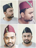 Black & maroon traditional cotton cap from Uttrakhand, India - Pahadi Brahmakamal Topi