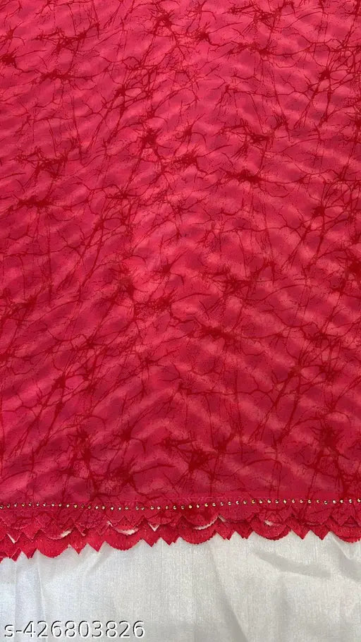 Cotton Georgette printed fancy saree with lace border, free size, India