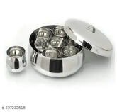 Stainless Steel Masala Dabba spice box, see-through lid, 7 removable cups, Indian kitchen essential