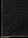 Black Georgette saree with embellished separate blouse, India-made elegance for traditional wear