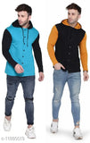 Multicolor cotton blend full sleeve T-shirts pack of 2 for men, featuring solid patterns and long sleeves on display