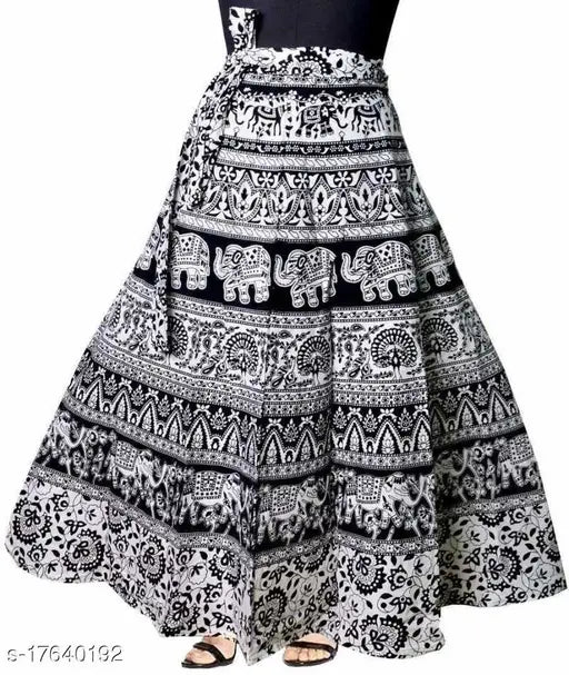Printed cotton Jaipuri ethnic skirt, vibrant wrap-around style for women, size 42/44 inches