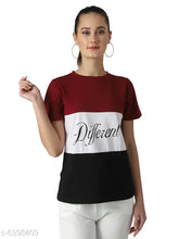 Trendy women's cotton t-shirt with printed pattern, short sleeves, size S for bust 30in and length 24in, made in India