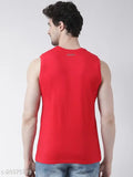 Red plain cotton sleeveless round neck men's Friskers t-shirt, soft and breathable for comfort and style