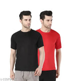 Black and red Garmin Comfy Partywear men's active T-shirt combo - breathable polyester round neck tees for casual outings