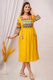 Rayon Slub Dijital Print Anarkali Kurti for women, three-quarter sleeves, fashionable solid combo
