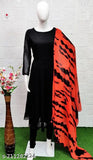 Black Georgette Gown with Dupatta, long sleeves, solid design for women's formal events or weddings