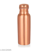Brown 100% copper water bottle, leak-proof and plain design, ideal for eco-friendly hydration at home or on the go