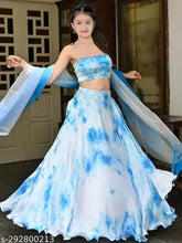 Girl's pure silk semi-stitched lehenga choli, sleeveless, tie & dye print, machine washable, 9-14 years size range, premium quality embroidered kids lehenga choli from India