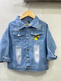 Boys n girls printed denim jacket, long sleeves, fun design for kids aged 3-8 years, India origin