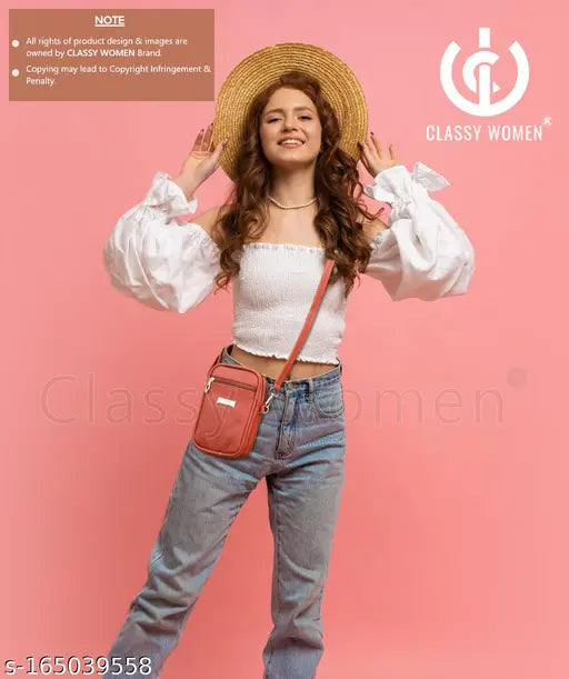 Brown PU leather cross-body phone bag, 2 compartments for essentials, stylish and durable for everyday use and travel