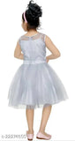 Silver net frock dress for girls, self-design sleeveless pack of 1, aged 2-3 years to 12-13 years, Indian origin