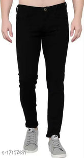 Black denim slim fit men's jeans from StyleNFit - high-quality Indian-made piece