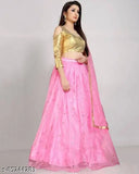 Silk and net embroidered Lehenga choli with lace dupatta, Indian Pari work and sequins detailing, free size