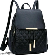 Black textured net PU bag with 3 compartments, free size (16in x 13in), Indian origin