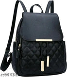 Black textured net PU handbag with three compartments, free size (L16xW13in), Indian-made