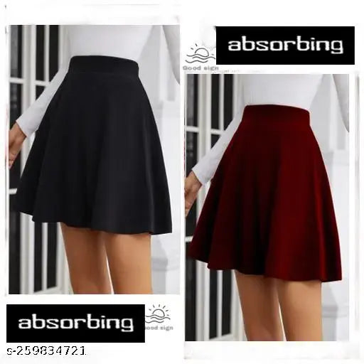 Cotton blend solid knee-length skirt for women by Annectant, available in sizes 26, 28, 30, 32, 34 (26-34 waist & 17-18 length), made in India