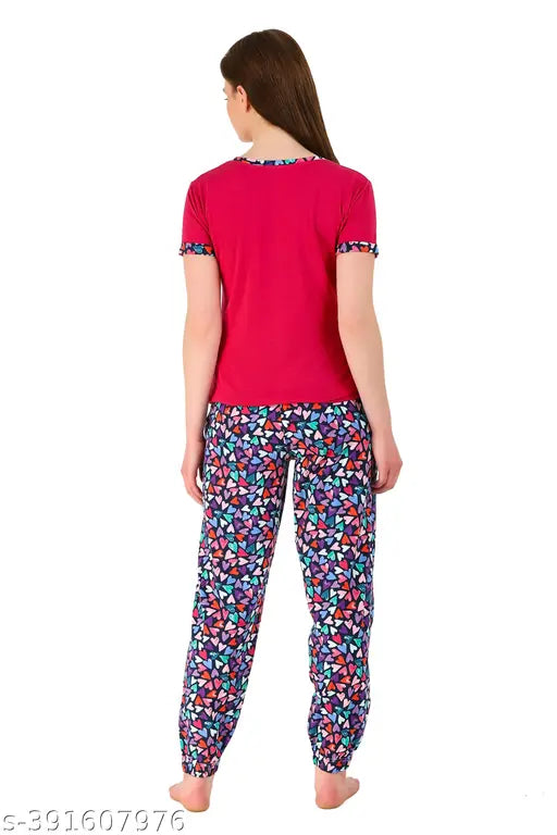 Printed cotton blend pyjama nightdress, loose-fitting hosiery fabric for comfortable sleep, SWAGGERjns women's nightwear