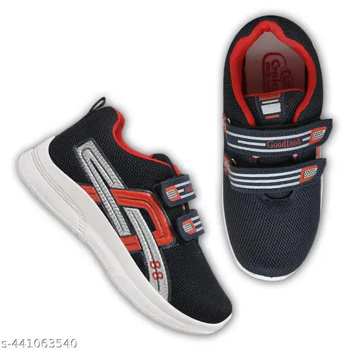 Lightweight mesh, PVC Velcro double sneakers for boys - trendy casual outing shoes with textured net design, suitable for running and sports, comfortable fit for daily use