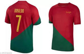 Portugal World Cup Jersey, Ronaldo replica polyester football t-shirt with printed sleeves on display, Made in India (XS: Chest 18", Len 25")