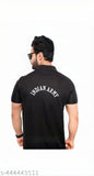 Indian Army Black Collar Cotton T-shirt for Men, short sleeves with printed net pattern