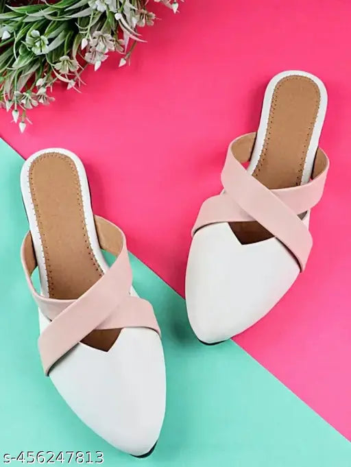 Synthetic women's mules by Wonderful Bellies, solid color design with closed back, sizes: IND-3 to IND-9 (India origin)