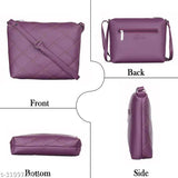 Quilted PU sling bag for women & girls, water resistant, single main compartment with inner zip pocket and back side zip pocket, free size (9x4x8 inches)