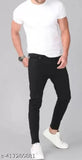 Black denim mens slim fit jeans, comfortable street wear with affordable price and mid-rise silhouette