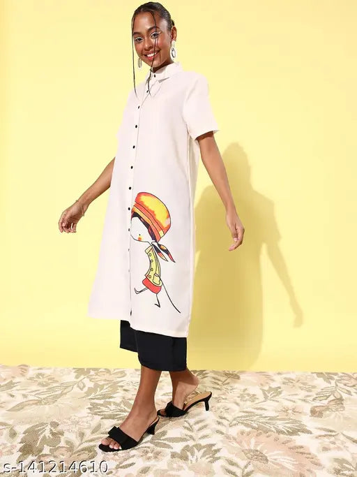 Cotton-blend and polyester StyleStone women's nightsuit set with printed net quirky design, short sleeves and capris style