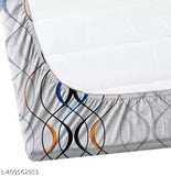 Cotton, superfine abstract-print Afelix double bedsheet (King size, 200 TC elastic fitted), suitable for 6" mattresses with 2 pillow covers, ideal for adults in summer