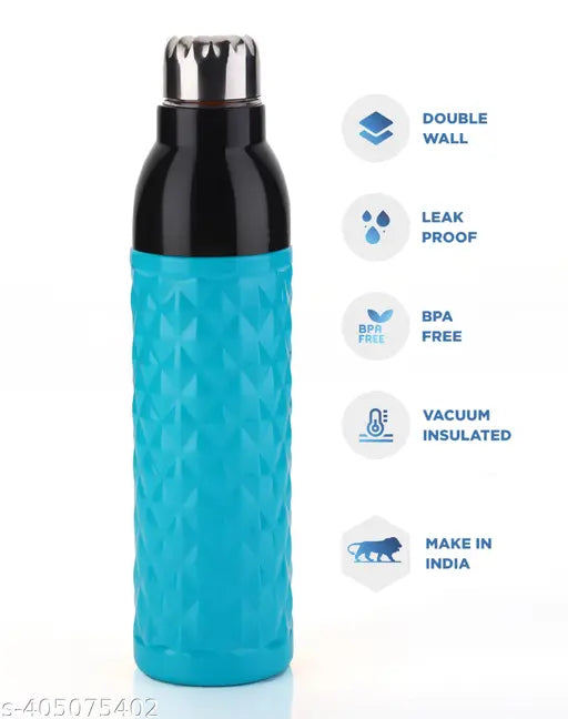 Multicolor leak-proof plastic water bottles for kids, set of 3 on display