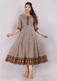 Wool Anarkali Kurti, printed combo, three-quarter sleeves. Beautiful, long-lasting Indian fashion from SRF's SQKURTI Designer