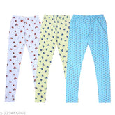 Ayvina Girls Cotton Printed Pyjama Pack of 3 - Super Soft & Comfortable leggings for kids, all-season wear in multiple colors and sizes (India)
