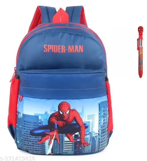 Multicolor canvas printed school backpack, 10L capacity with 6-in-1 pen, suitable for kids ages 6-12, India-made