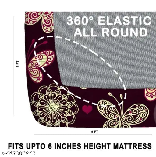 Multi-color elastic cotton 240TC Soniasaa Branded double bed sheet (90x90in), fitted size 78x72in, with 2 pillow covers. Machine washable for easy care