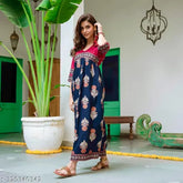 Gold polka print rayon Anarkali kurti for women's ethnic wear party gown, trendy and comfortable