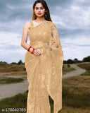 Embroidered net saree with separate satin blouse, Indian handcrafted fabulous Aakarsha saree