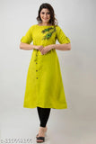 Printed cotton slub Aline kurti for women, short sleeves, vibrant combination, fashion forward