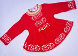 Comfortable long-sleeve printed net wool sweater for girls, aged 12-18 months. Made in India