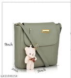 PU crossbody bag for girls, solid net design, 2 compartments, adjustable strip, top zip closure, wide bottom base