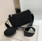 PU rhinestone bag, embellished net design, free size for women and girls, made in India