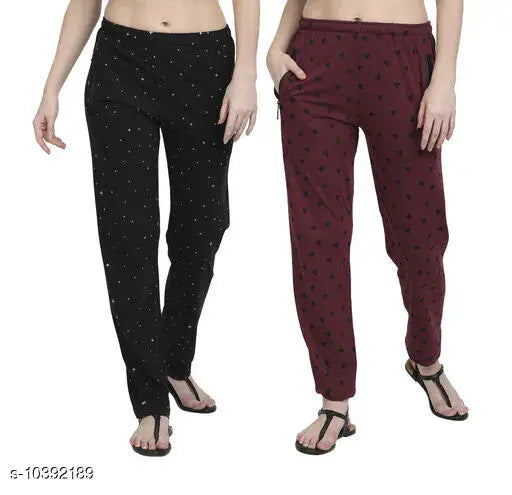Designer cotton blend printed women's pyjamas and lounge pants, multipack of various sizes for comfort at home