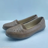 Synthetic leather, modern stylish women's belly slippers with soft padding - comfortable and cozy ballerinas slippers for relaxing feet at home