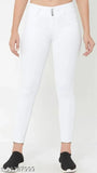 White denim high-rise jeans, lightweight and comfortable, perfect for everyday wear