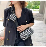 PU Black & White Checkered sling bag pack of 2, ideal for versatile outfits. Made in India