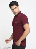 Maroon Masculino Latino Men's Placement Print Regular Polo T-shirt, cotton, short sleeves, bio-washed quality