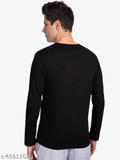 Organic black men's commando print cotton t-shirt with long sleeves for gym style, size chart: S-38, M-40, L-42, XL-44, XXL-46 (India)