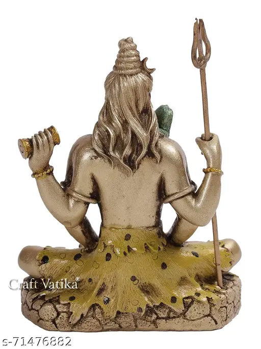 Resin Hindu God Shiva Padmasana figurine, 11.5cm x 15cm x 5cm, Indian-crafted meditating deity